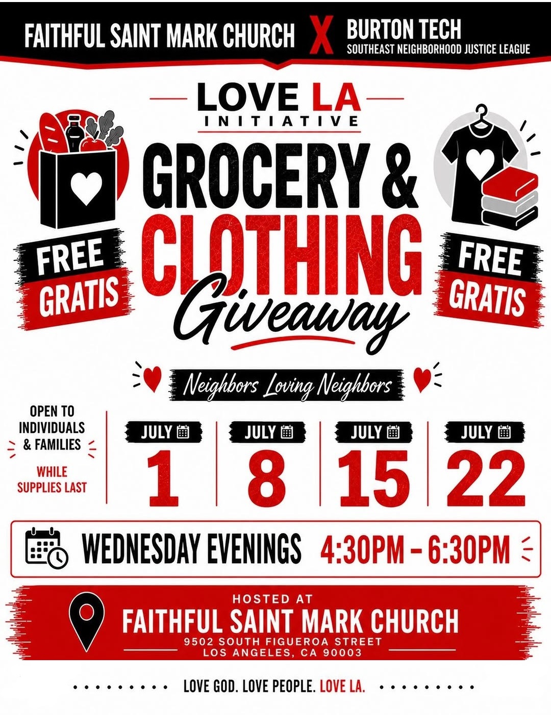Grocery & Clothing Giveaway  Every Wednesday in July